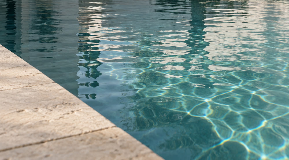 Lámina de agua y zona de baño de una piscina de comunidad
